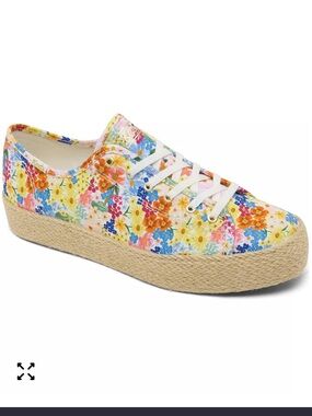 Keds and Rifle Paper Co Triple Kick Jute Margaux Platform Sneakers Floral Sz 8.5